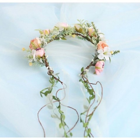 Wianek, opaska do włosów z kwiatów, delikatny wianuszek BOHO W90