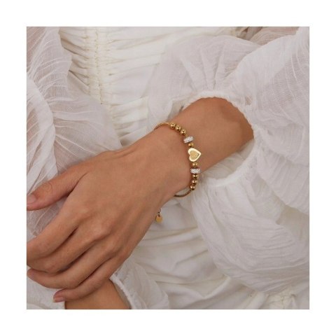 Bransoletka na rękę stal chirurgiczna pozłacana 14k złotem SERCE BST1521