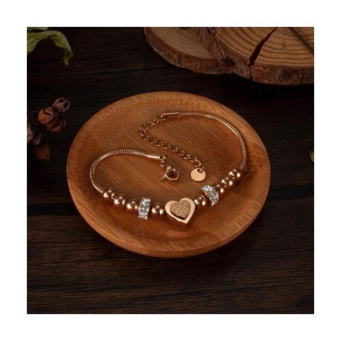 Bransoletka na rękę stal chirurgiczna pozłacana 14k złotem SERCE BST1521