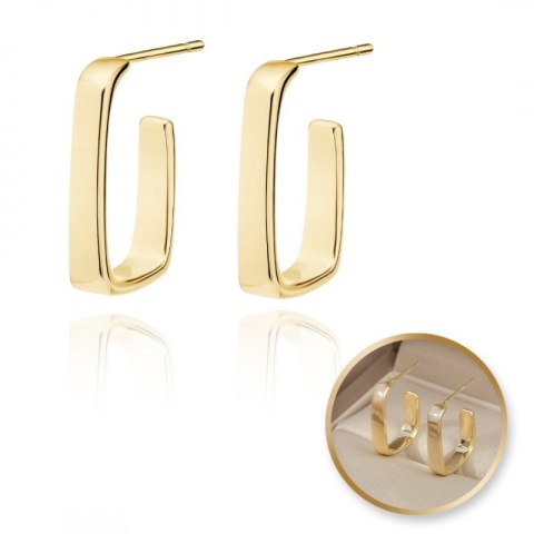 Kolczyki ze stali szlachetnej platerowane 14k złote, gładkie sztyft ze srebra S925 KST3343