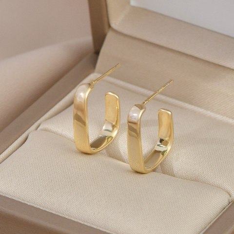 Kolczyki ze stali szlachetnej platerowane 14k złote, gładkie sztyft ze srebra S925 KST3343