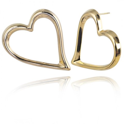 Kolczyki ze stali szlachetnej platerowane 14k złotem SERCA KST3354