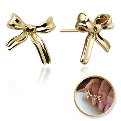 Kolczyki ze stali szlachetnej platerowane 14k złotem, sztyft KOKARDY KST3371