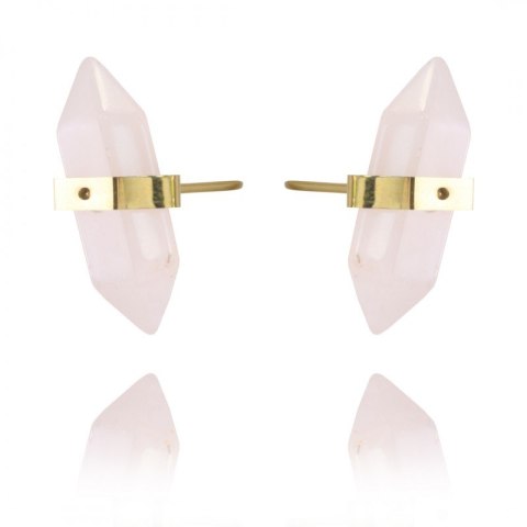 Kolczyki ze stali szlachetnej pozłacanej kryształ górski KST2912R