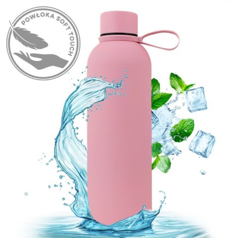Bidon, butelka termiczna 500ML, stal nierdzewna z powłoką SOFT TOUCH jasny róż BD46R