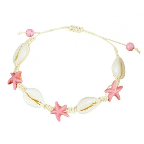 Bransoletka 2w1 na stopę i rękę, na sznurku, MUSZELKI i ROZGWIAZDY B543R