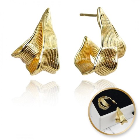 Kolczyki wiszące srebro platerowane 14k złotem, srebro S925 KST3392