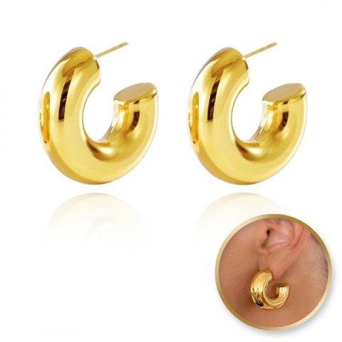 Kolczyki ze stali szlachetnej pozłacanej 14k złotem, grube KOŁA sztyft KST3324