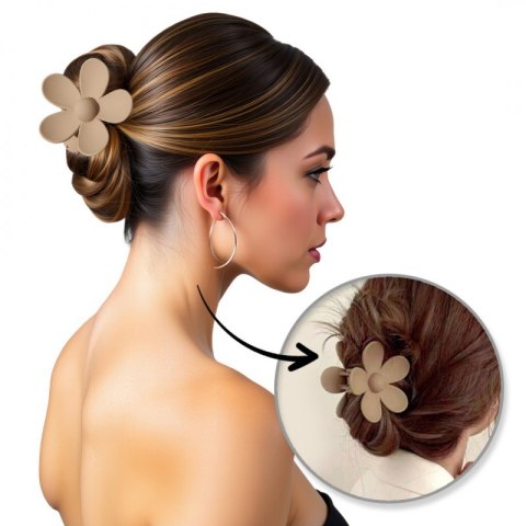 Spinka do włosów klamra XL kwiat beżowa 7x7,5 cm SP152K