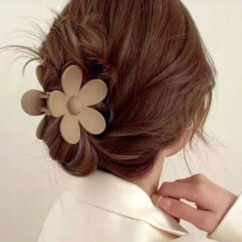 Spinka do włosów klamra XL kwiat beżowa 7x7,5 cm SP152K