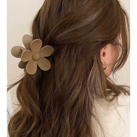 Spinka do włosów klamra XL kwiat beżowa 7x7,5 cm SP152K