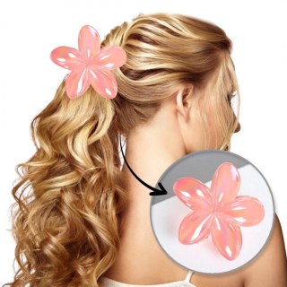 Spinka do włosów klamra XL kwiat różowa opalizująca 7,5 x 8cm SP425