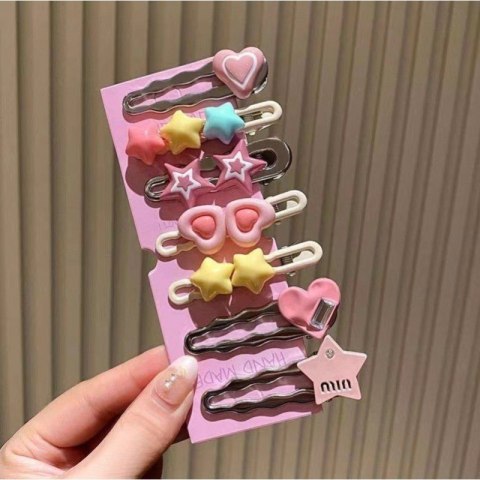 Zestaw pakiet 7w1 spinek wsuwek do włosów, metal, STARS SP414