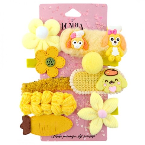 Zestaw pakiet 9w1 spinek wsuwek do włosów puchate żółte SP410
