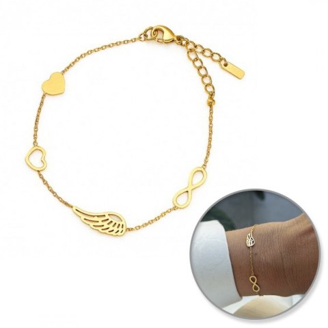 Bransoletka na rękę stal chirurgiczna pozłacana 14k złotem Celebrytka BST1554