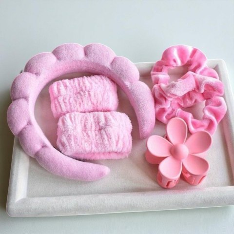 Zestaw kosmetyczny, opaska na głowę i nadgarstki, gumki i spinka do włosów O539R