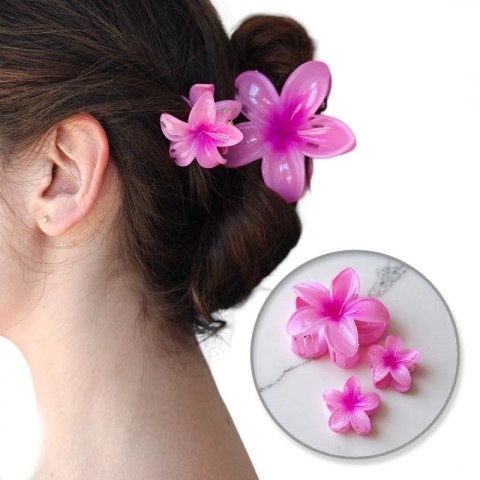 Zestaw spinek do włosów klamer 3w1, kwiat XL + 2 szt. mini spinek róż SP390