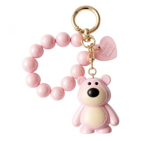 Brelok do kluczy, perłowy Miś z koralikami Różowy BRL366R