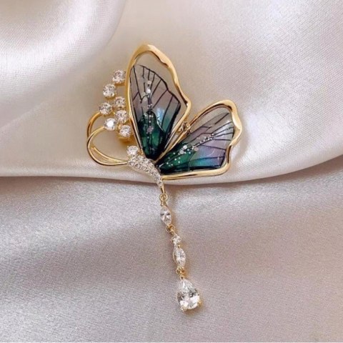 Broszka ozdobna motyl z cyrkoniami BZ209