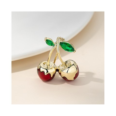 Broszka ozdobna złote soczyste WISIENKI oblane złotem BZ198