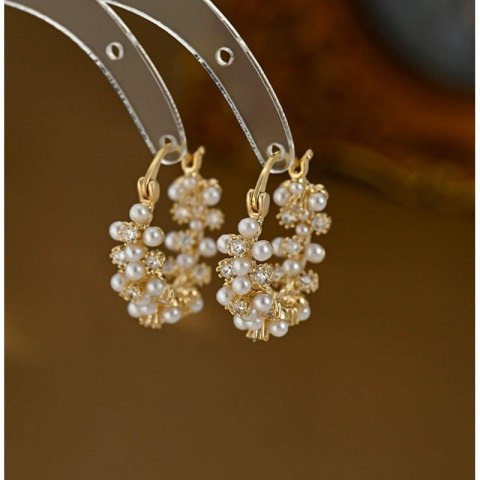 Kolczyki wiszące ozdobne - perły, cyrkinie KST3414
