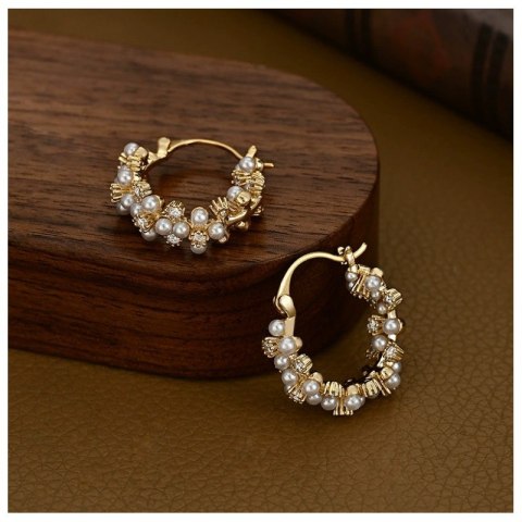 Kolczyki wiszące ozdobne - perły, cyrkinie KST3414