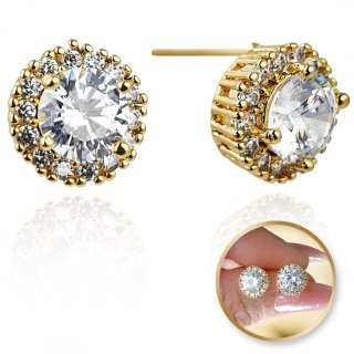 Kolczyki ze stali szlachetnej pozłacane 14k złotem, z cyrkoniami KST2859