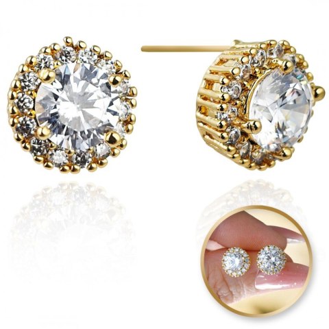 Kolczyki ze stali szlachetnej pozłacane 14k złotem, z cyrkoniami KST2859