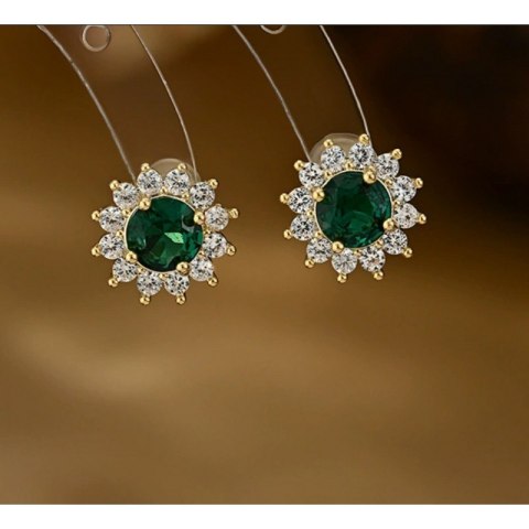 Kolczyki ze stali szlachetnej pozłacane 14k złotem, z cyrkoniami KST3415