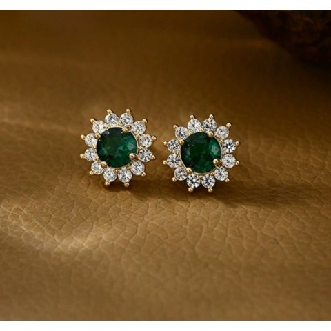 Kolczyki ze stali szlachetnej pozłacane 14k złotem, z cyrkoniami KST3415