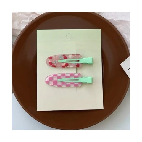 Zestaw 2 spinek wsuwek, klamerek do włosów, wisienki, krata SP392