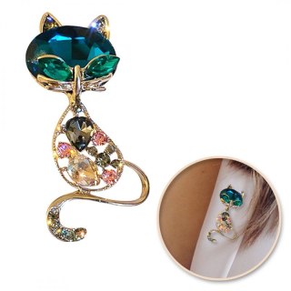 Broszka ozdobna kryształki KOTEK BZ173