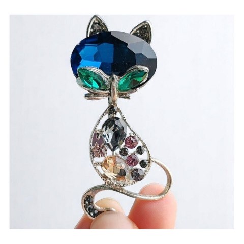 Broszka ozdobna kryształki KOTEK BZ173