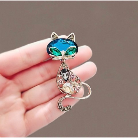 Broszka ozdobna kryształki KOTEK BZ173