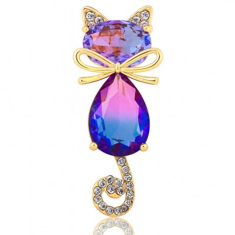 Broszka ozdobna kryształkowy kotek BZ220