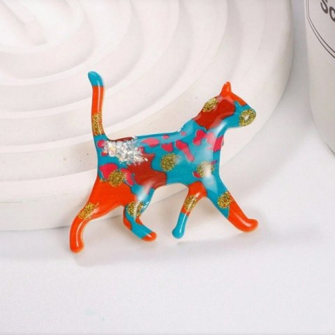 Broszka ozdobna tęczowy kotek BZ217