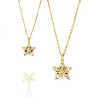 Naszyjnik stal szlachetna pozłacana 14k złotem, GWIAZDKA cyrkonie NST2208