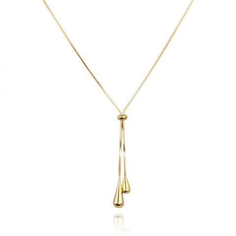 Naszyjnik stal szlachetna pozłacana 14k złotem, krople zwisające NST2158