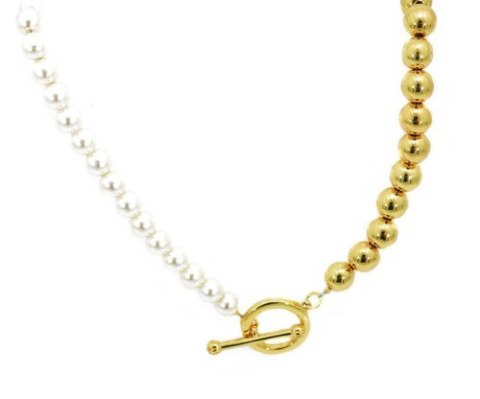 Naszyjnik z korali perłowo-złotych