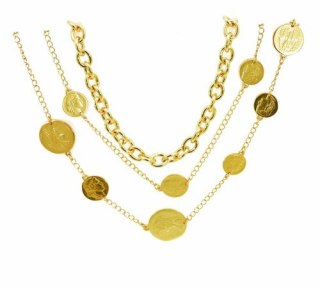 Naszyjnik z wielu łańcuszków z monetkami