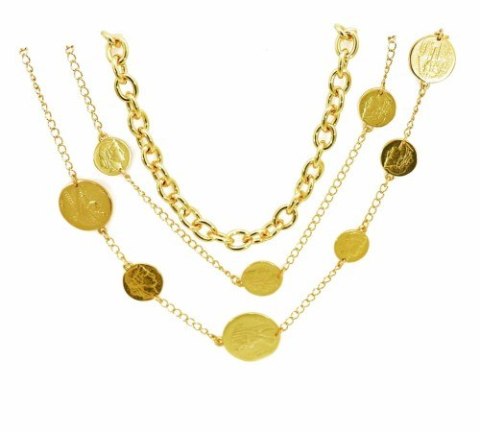 Naszyjnik z wielu łańcuszków z monetkami