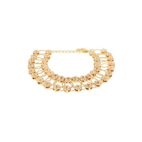 Bransoletka pozłacana z ozdobnymi ogniwami i cyrkoniami