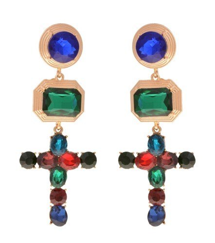 Kolczyki długie kolorowe krzyże
