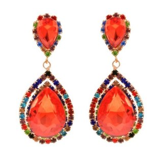 Kolczyki długie , ozdobne w kolorze czerwonym i multikolor