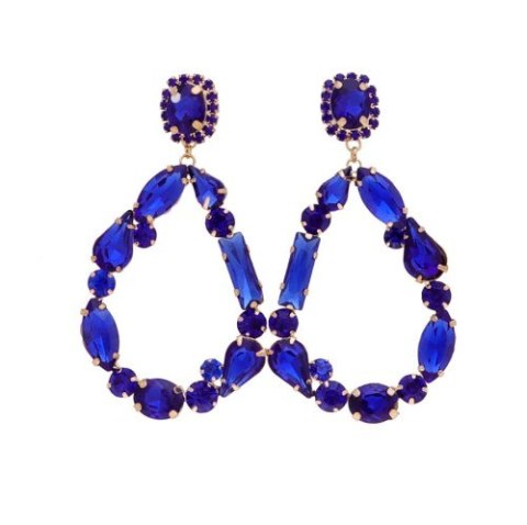 Kolczyki lśniące granatowe cyrkonie