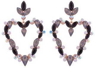 Kolczyki, sztyfty, serca, kolorowe cyrkonie, czarno-grafitowe 3