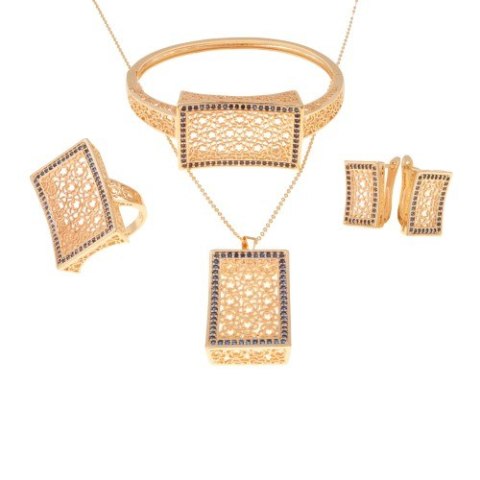 Komplet ażurowy duży prostokąt, ozdobne cyrkonie 8