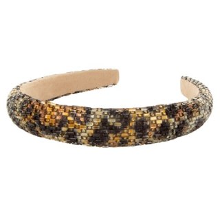 Opaska do włosów zdobiona cyrkoniami w kolorze złoto-czarnym oraz akcentem srebrnym
