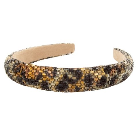 Opaska do włosów zdobiona cyrkoniami w kolorze złoto-czarnym oraz akcentem srebrnym