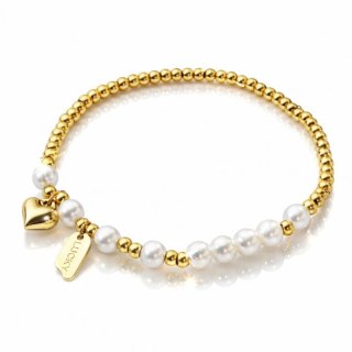 Bransoletka na rękę stal chirurgiczna pozłacana złotem Serce BST1586